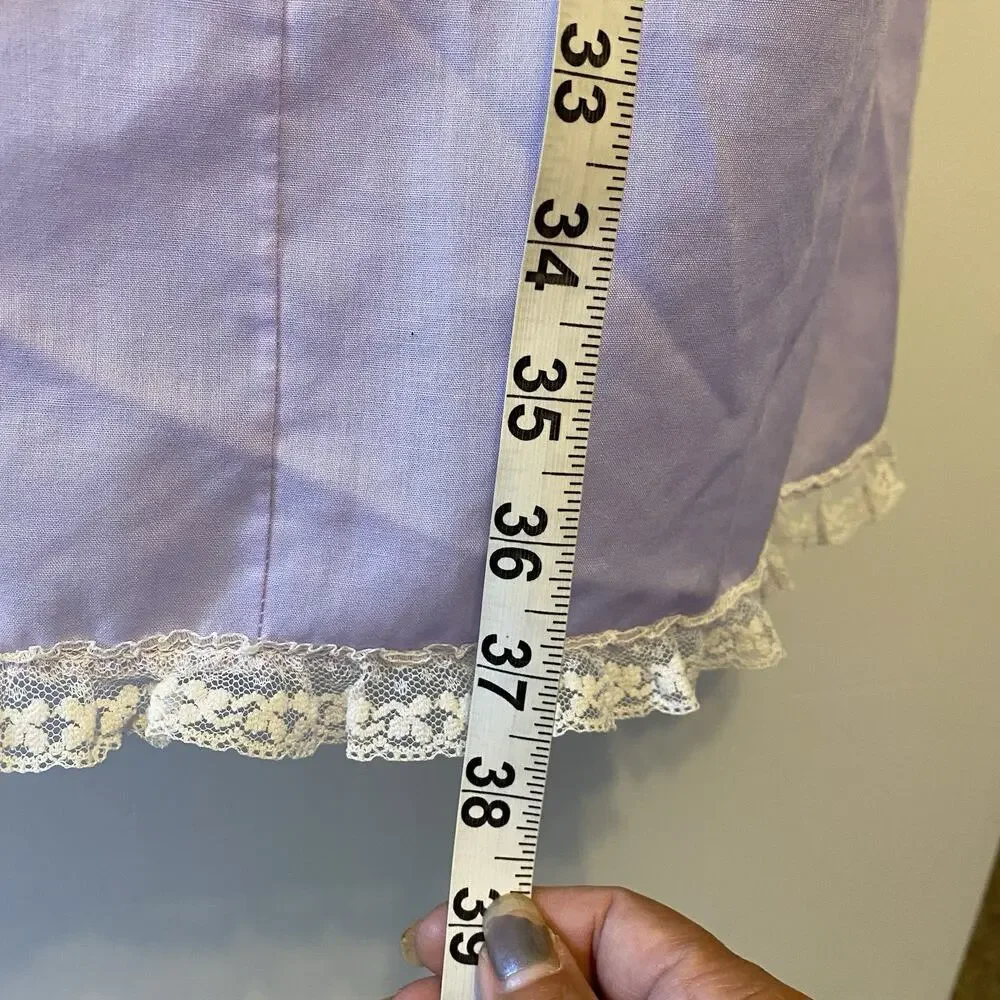 Girl's Vintage 70s USA Made Her Majesty Dress Purple LaceTrim Nightgown Size 7/8